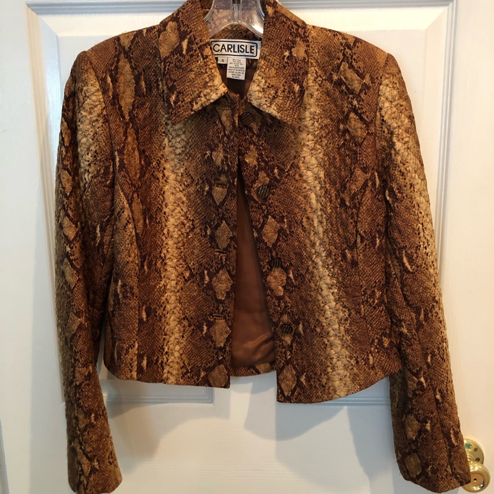 Carlisle cropped reptile print jacket